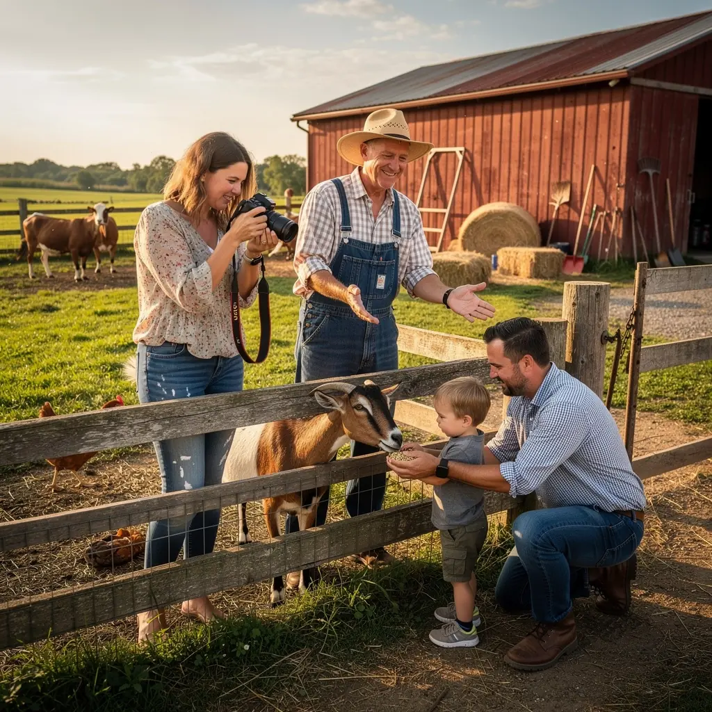 Семья, исследующая национальный парк с помощью инвалидной коляски.